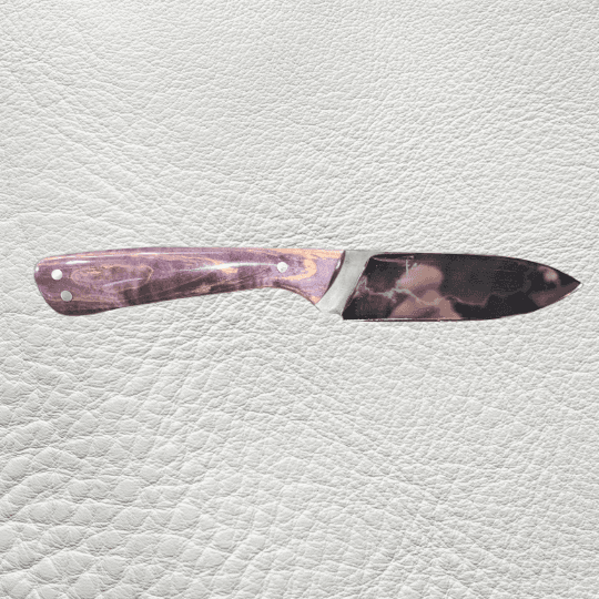 Custom chef's knife with san mai blade and natural handle