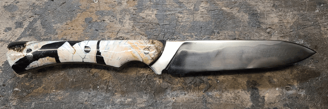 Custom knife marbled resin handle — Four Elements Smithy
