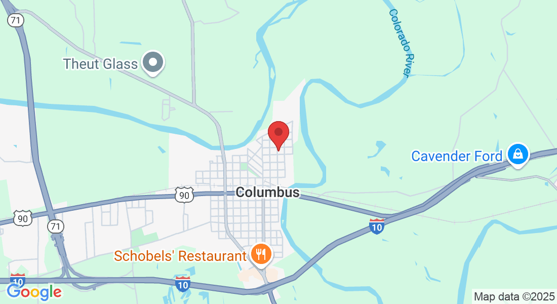 Map showing Four Elements Smithy at 515 Front Street, Columbus, TX 78934