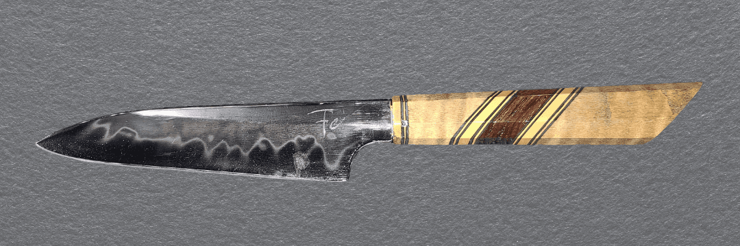 Custom kitchen knife with decorative handle